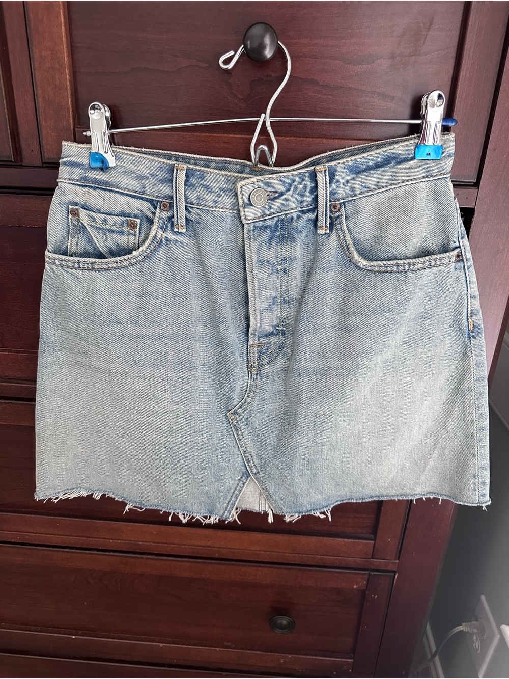 NWT GRLFRND denim the Milla mini jean skirt light wash size 27